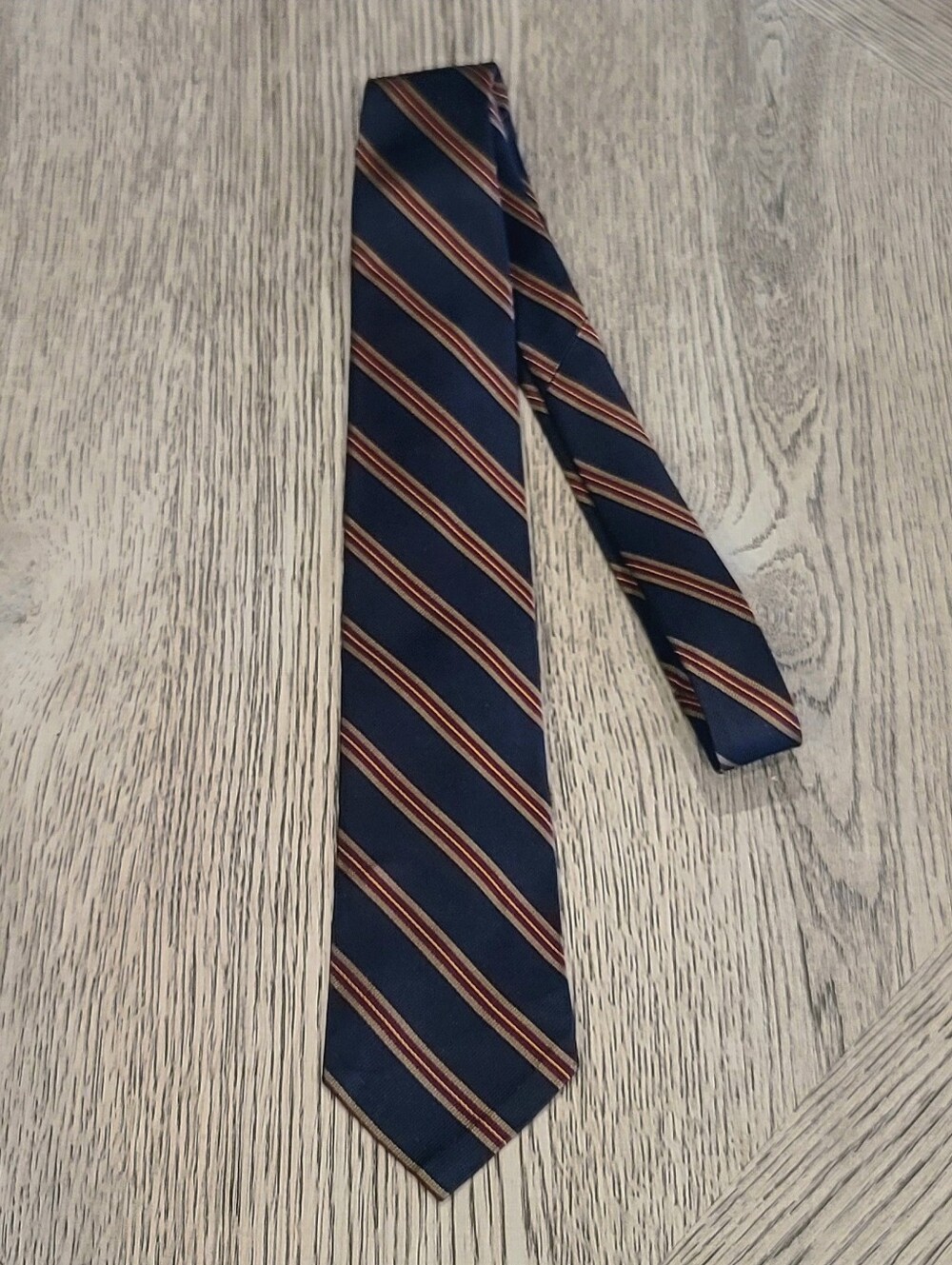 Vtg 1970s/1980s Polo Ralph Lauren Silk Repp Tie Navy Burgundy Striped Untipped